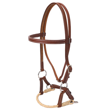 Hilason Western Horse Noseband Rawhide American Leather Sidepull Headstall